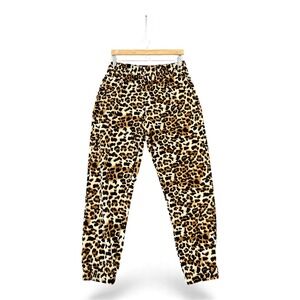 Main Trip Leopard Print Jogger Pants Women's Size L Elastic Waist Cuffed Ankle